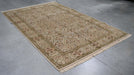 6x10 India Jaipur Ivory Green Wool Rectangular Rug
