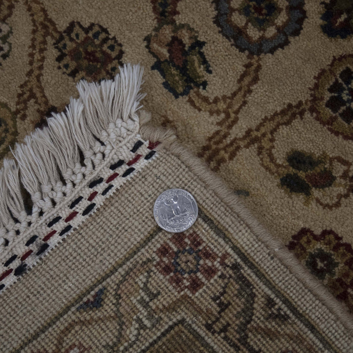 6x9 India Jaipur Gold Green Wool Rectangular Rug