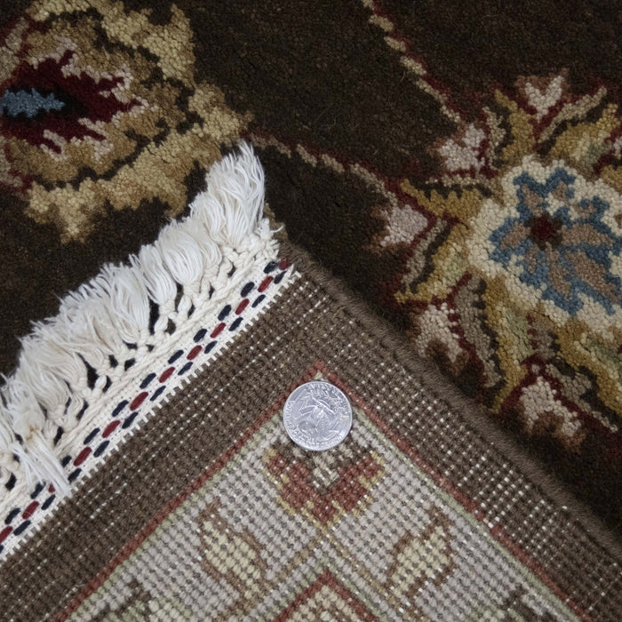 6x9 India Jaipur Brown Ivory Wool Rectangular Rug