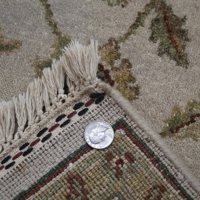 6x9 India Jaipur Ivory Brown Wool Rectangular Rug