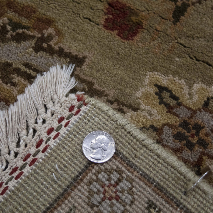 6x9 India Jaipur Green Red Wool Rectangular Rug