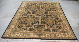 5x9 India Jaipur Black Gold Wool Rectangular Rug