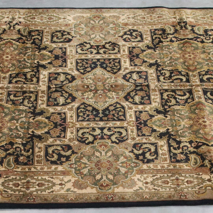 5x9 India Jaipur Black Gold Wool Rectangular Rug