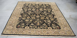 6x9 India Jaipur Black Brown Wool Rectangular Rug
