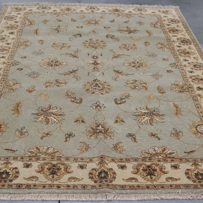 6x9 India Oushak Blue Grey Wool Rectangular Rug
