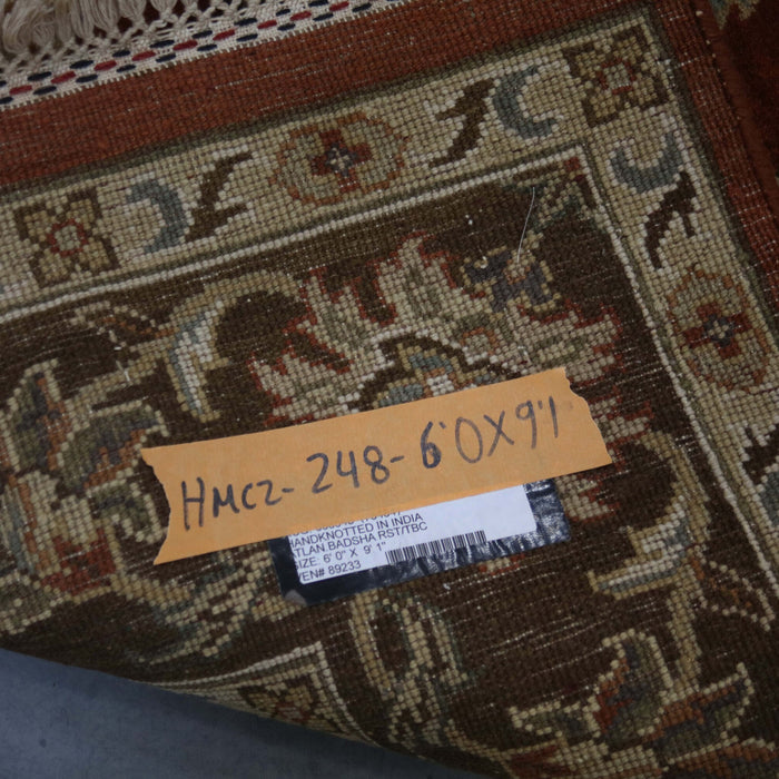 6x9 India Jaipur Terracotta Brown Wool Rectangular Rug
