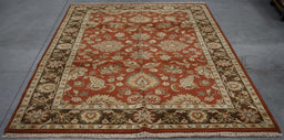 6x9 India Jaipur Terracotta Brown Wool Rectangular Rug