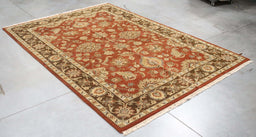 6x8 India Jaipur Terracotta Brown Wool Rectangular Rug