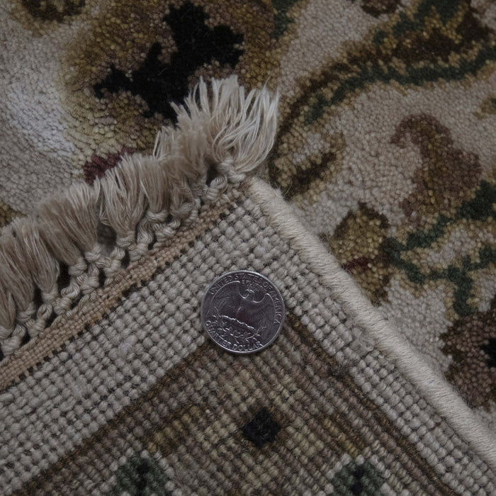 6x9 India Jaipur Ivory Black Wool Rectangular Rug