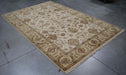 6x9 India Oushak Ivory Brown Wool Rectangular Rug
