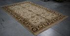 6x9 India Jaipur Ivory Brown Wool Rectangular Rug