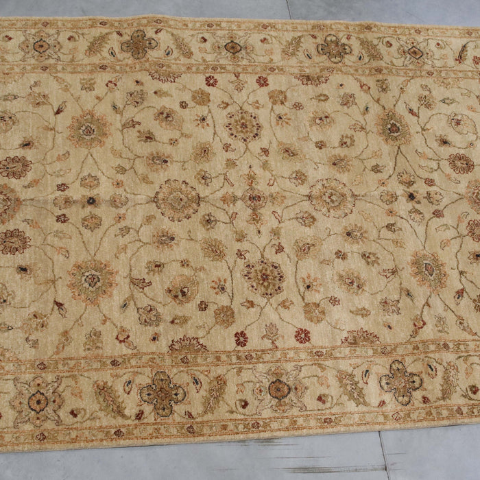 6x9 India Oushak Ivory Brown Wool Rectangular Rug
