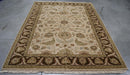 6x9 India Jaipur Ivory Brown Wool Rectangular Rug