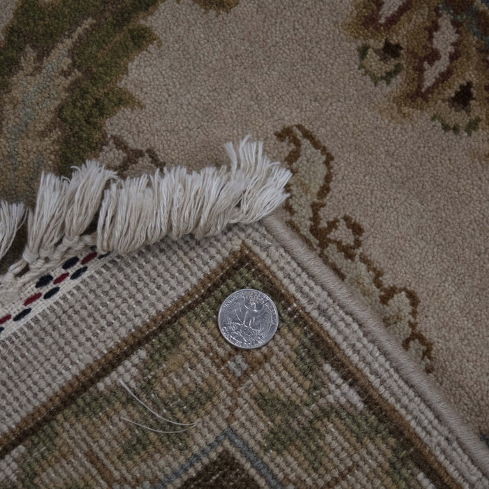 6x9 India Jaipur Ivory Brown Wool Rectangular Rug