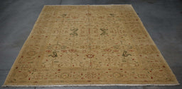 5x9 India Oushak Gold Ivory Wool Rectangular Rug