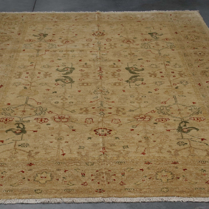 5x9 India Oushak Gold Ivory Wool Rectangular Rug
