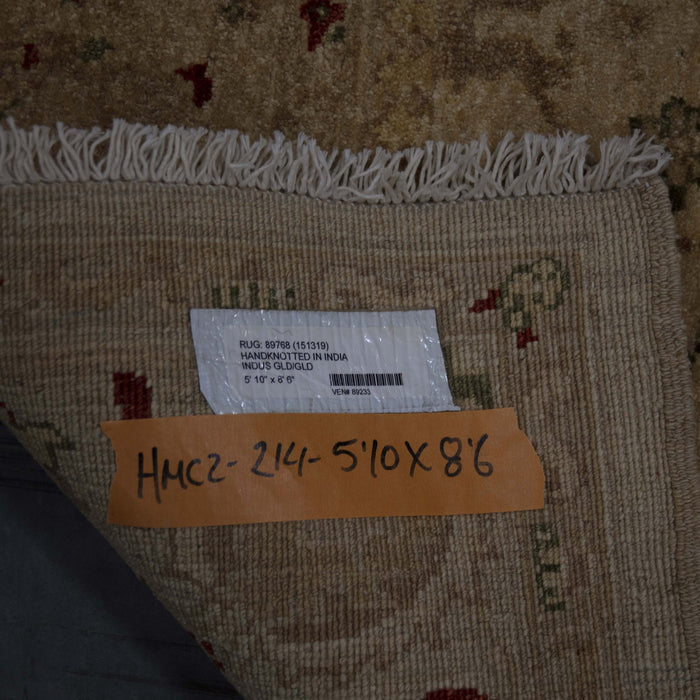 5x9 India Oushak Gold Ivory Wool Rectangular Rug