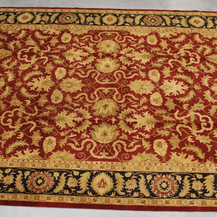 9x13 India Jaipur Red Burgundy Black Wool Rectangular Rug