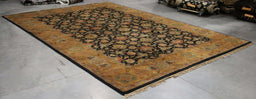 9x14 India Jaipur Black Gold Wool Rectangular Rug