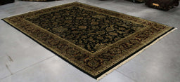 9x11 India Jaipur Black Red Burgundy Wool Rectangular Rug