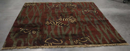 8x9 India Abstract Modern Contemporary Monkeys Animal Print Brown Black Wool Square Rug