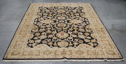 6x9 India Jaipur Black Brown Wool Rectangular Rug