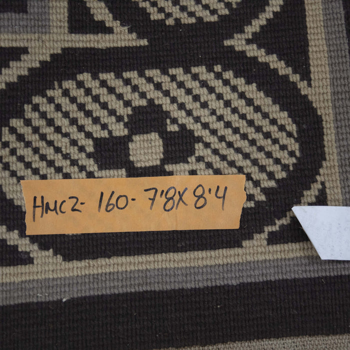 8x8 India Abstract Modern Contemporary Brown Gold Wool Square Rug