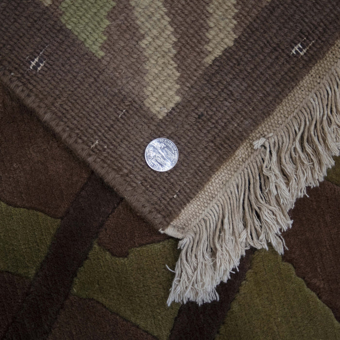 8x9 India Abstract Modern Contemporary Brown Green Wool Square Rug