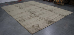 10x13.3B India Abstract Modern Contemporary Solid Grey Bamboo Silk Rectangular Rug