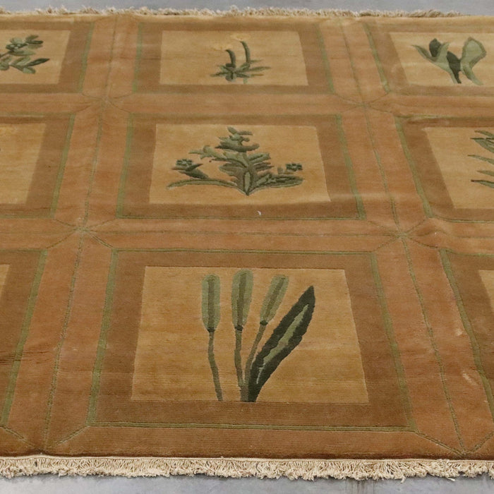8x8 India Abstract Modern Contemporary Brown Green Wool Square Rug