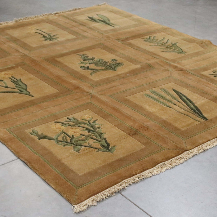 8x8 India Abstract Modern Contemporary Brown Green Wool Square Rug