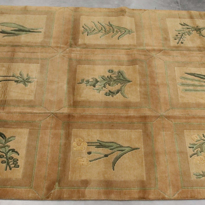 8x8 India Abstract Modern Contemporary Brown Green Wool Square Rug