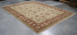 9x12 India Japiur Traditional Brown Terrocotta Wool Rectangular Rug