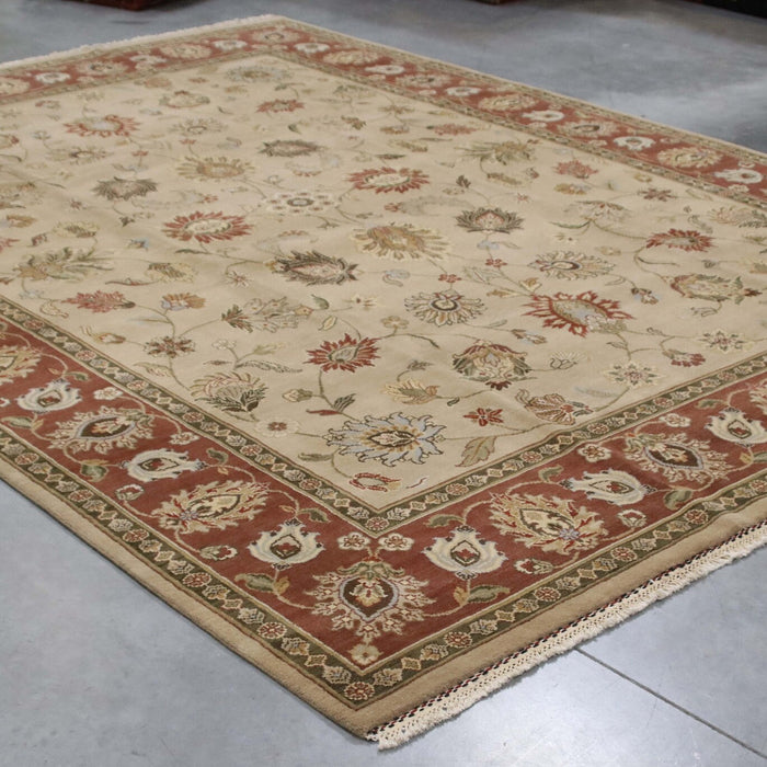 9x12 India Japiur Traditional Brown Terrocotta Wool Rectangular Rug