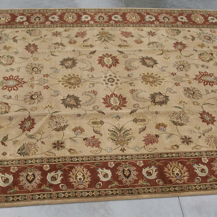 9x12 India Japiur Traditional Brown Terrocotta Wool Rectangular Rug