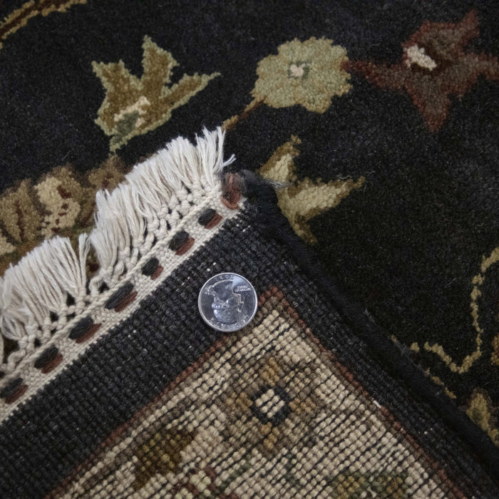 8x10 India Japiur Traditional Black Green Wool Rectangular Rug