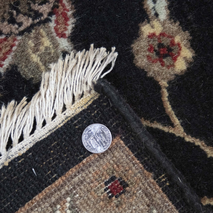 6x9 India Japiur Traditional Black Ivory Wool Rectangular Rug