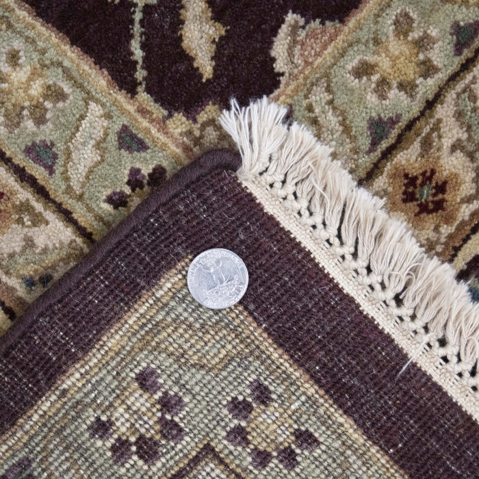 9x12 India Japiur Traditional Mauve Ivory Wool Rectangular Rug