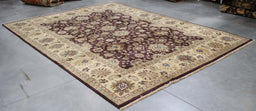 9x12 India Japiur Traditional Mauve Wool Rectangular Rug