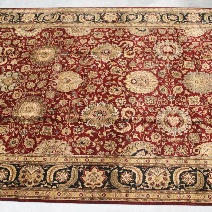 10x14 India Japiur Traditional Red Burgundy Black Wool Rectangular Rug