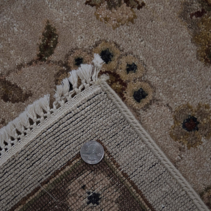 9x11 India Oushak Ivory Brown Wool Rectangular Rug