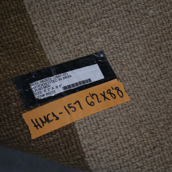 6x9 India Abstract Modern Contemporary Multicolored Brown Wool Rectangular Rug