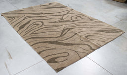 6x8 India Abstract Modern Contemporary Grey Wool Rectangular Rug