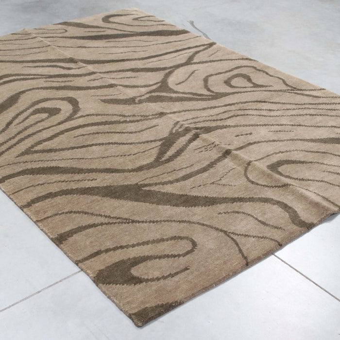 6x8 India Abstract Modern Contemporary Grey Wool Rectangular Rug