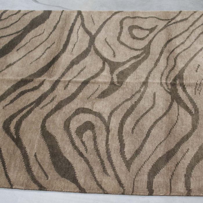 6x8 India Abstract Modern Contemporary Grey Wool Rectangular Rug