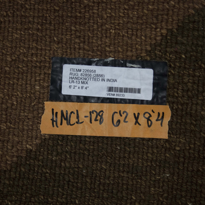 6x8 India Abstract Modern Contemporary Brown Green Wool Rectangular Rug