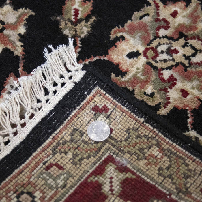 5x8 India Japiur Traditional Black Red Burgundy Wool Rectangular Rug