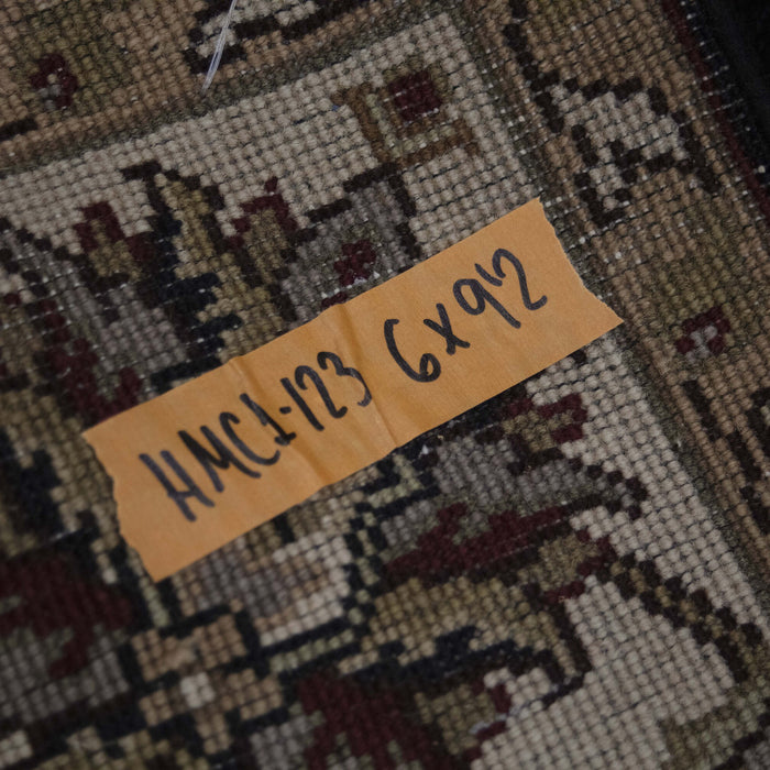 6x9 India Japiur Traditional Black Ivory Wool Rectangular Rug