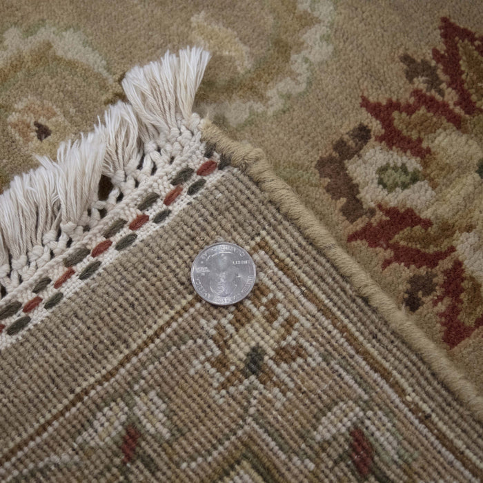 6x9 India Japiur Traditional Brown Ivory Wool Rectangular Rug