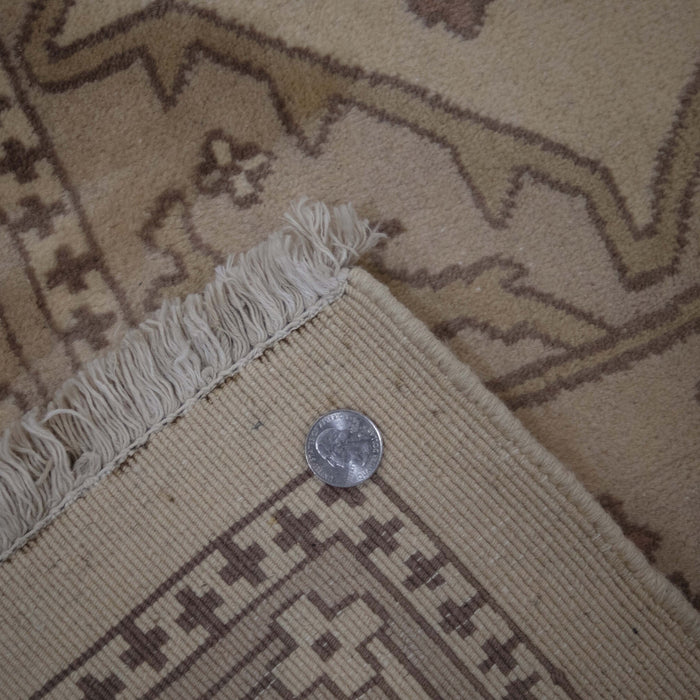 6x9 India Japiur Traditional Brown Ivory Wool Rectangular Rug